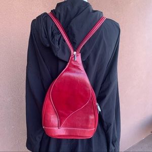 Vera Pelle Red Leather Backpack